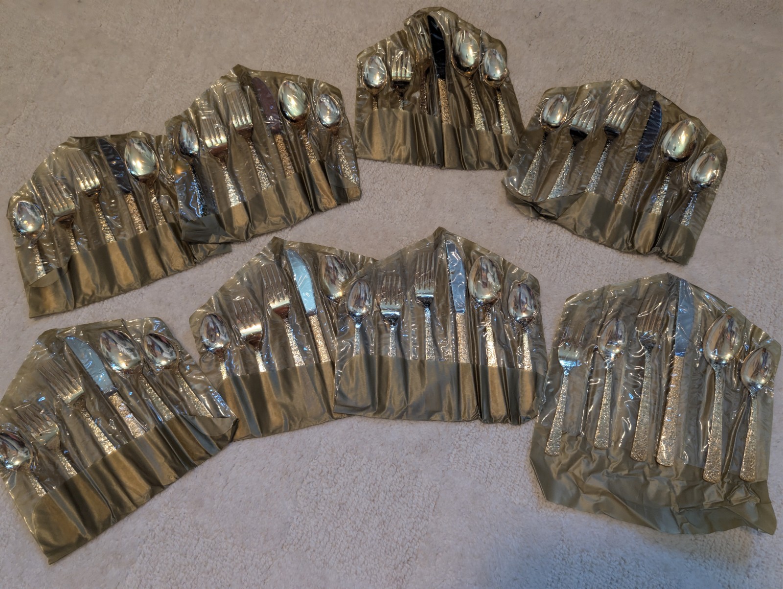 Vtg Cellini Romanesque 1968 Roses Gold Electroplate Silverware Golden Japan gallery