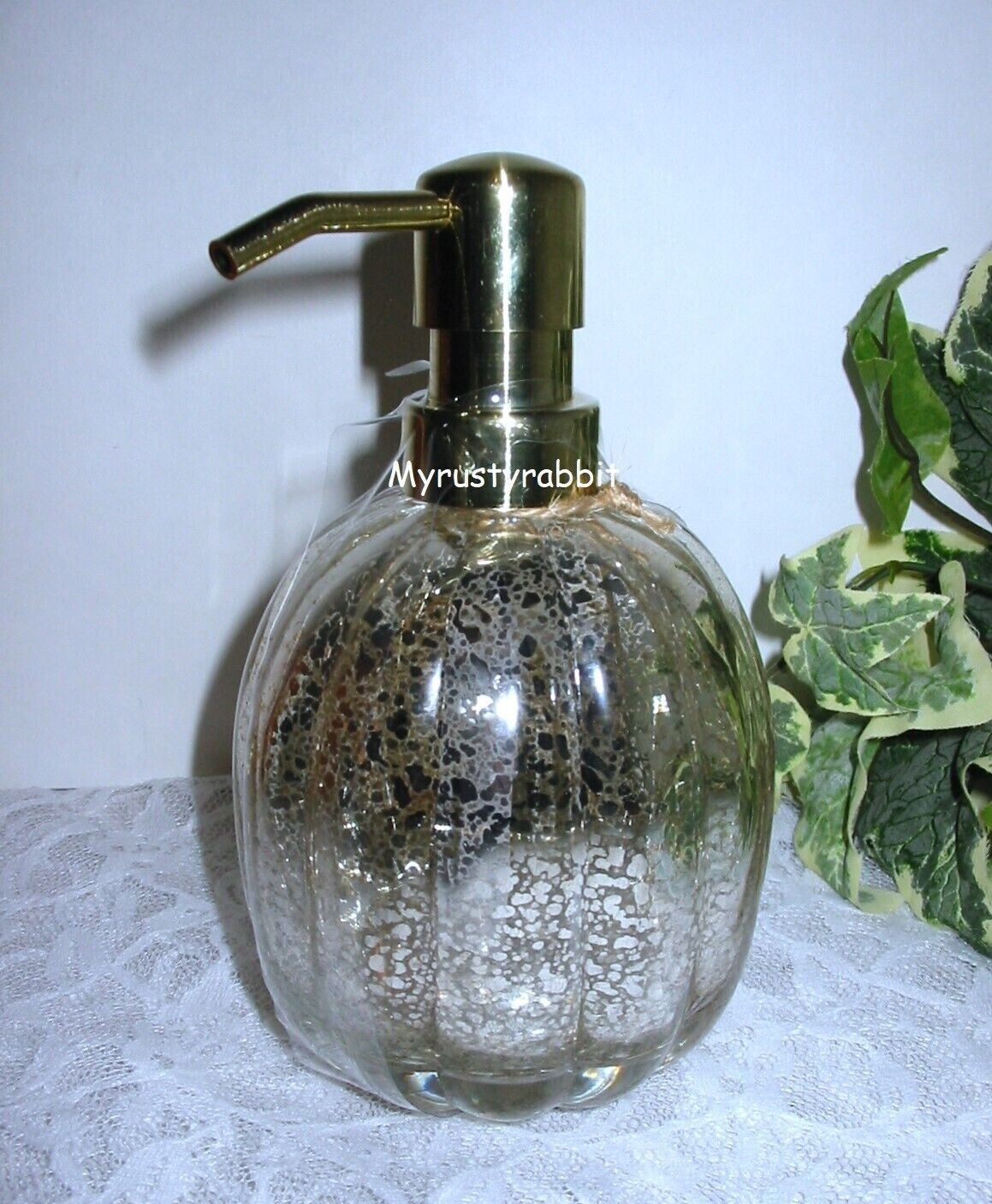 Silver Pumpkin Mercury Glass Soap / Lotion Dispenser ~ Fall Harvest New gallery