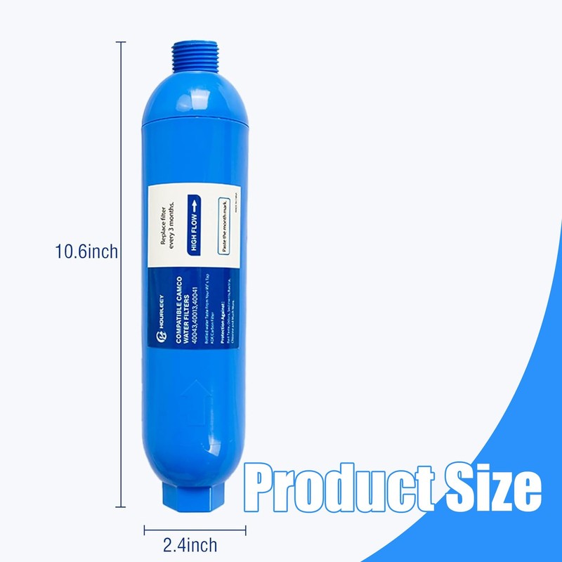 Hourleey 2Pack RV Inline Water Filter Reduces Chlorine, Taste, Odor, Sediment gallery