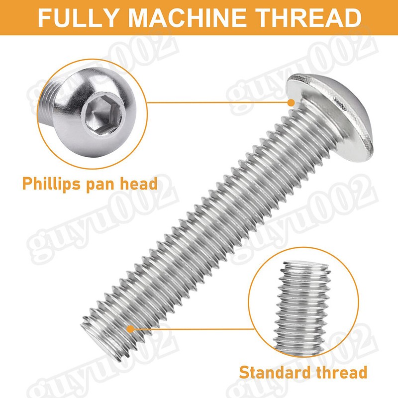 500x M3 4 M5 Button Head Socket Cap Screws Allen Bolts Hex Drive Stainless Steel gallery