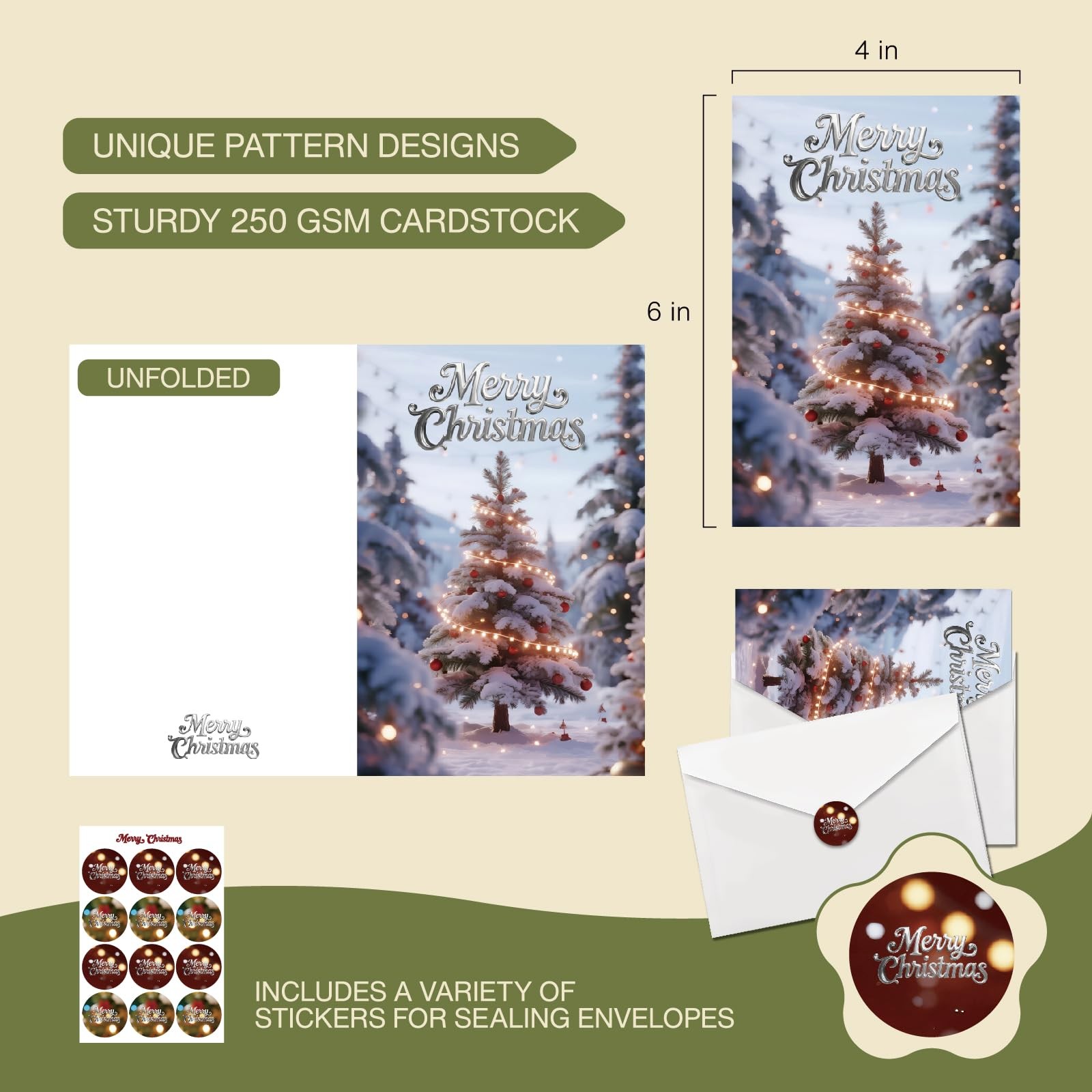 24Pack Christmas Cards with Envelopes and 4 inches × 6 inches, 24pcs gallery