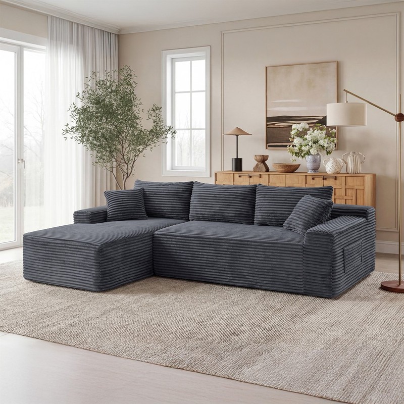Modular Sectional Sofa Couch with Chaise, 3 Seater L-Shaped Sofa Boneless Sofa gallery