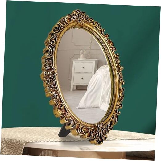 Small Oval Mirror for Table - Gold Vintage Mirror for Tabletop and Wall gallery