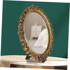 Small Oval Mirror for Table – Gold Vintage Mirror for Tabletop and Wall