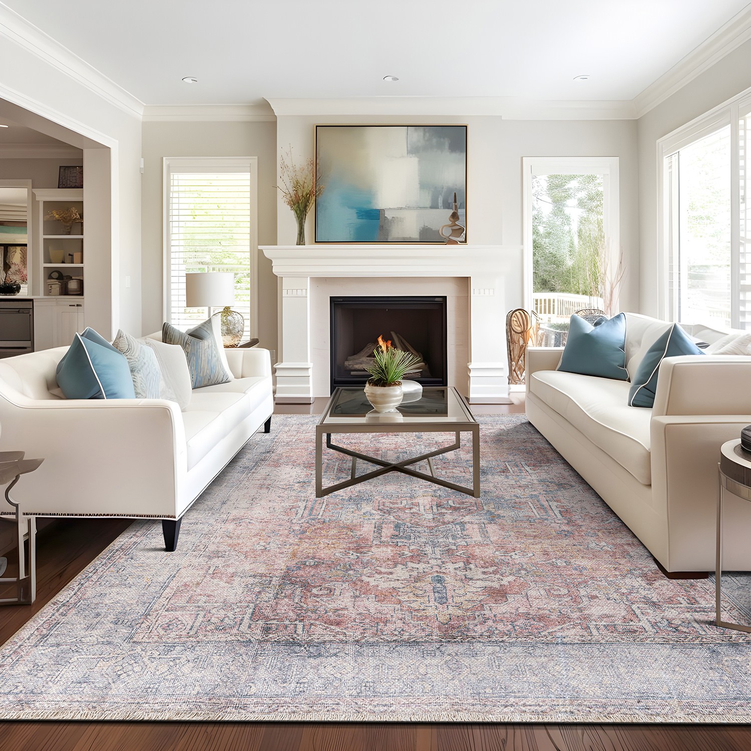 Rugshop Rugs Vintage Transitional Boho Machine Washable Living Room Rugs 10x14 gallery