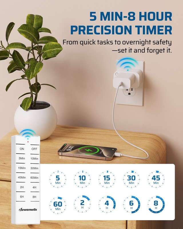 EDISHINE Wireless Remote Control Outlet with Timer, Indoor Remote Timer Outlet gallery
