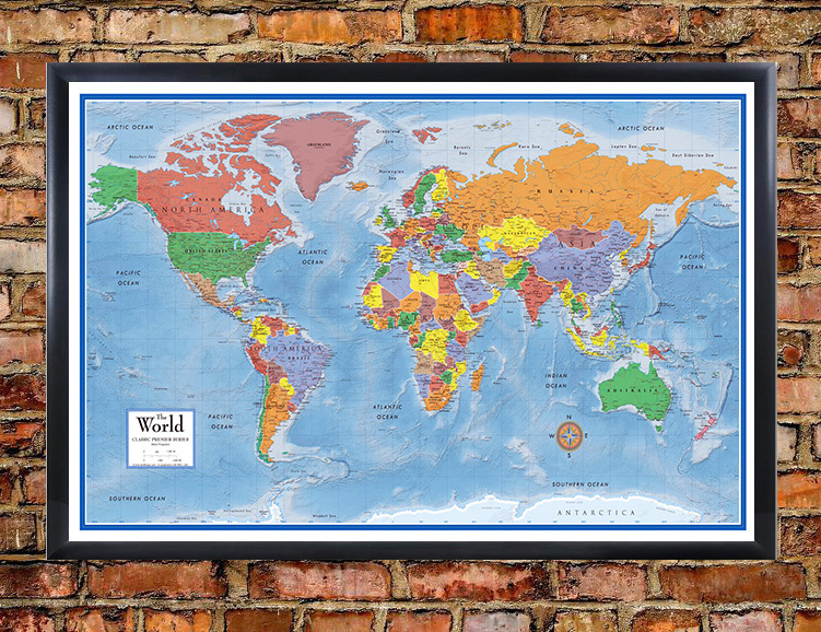 Swiftmaps World Classic Premier Wall Map Mural Large 3D Relief Decoration Poster gallery
