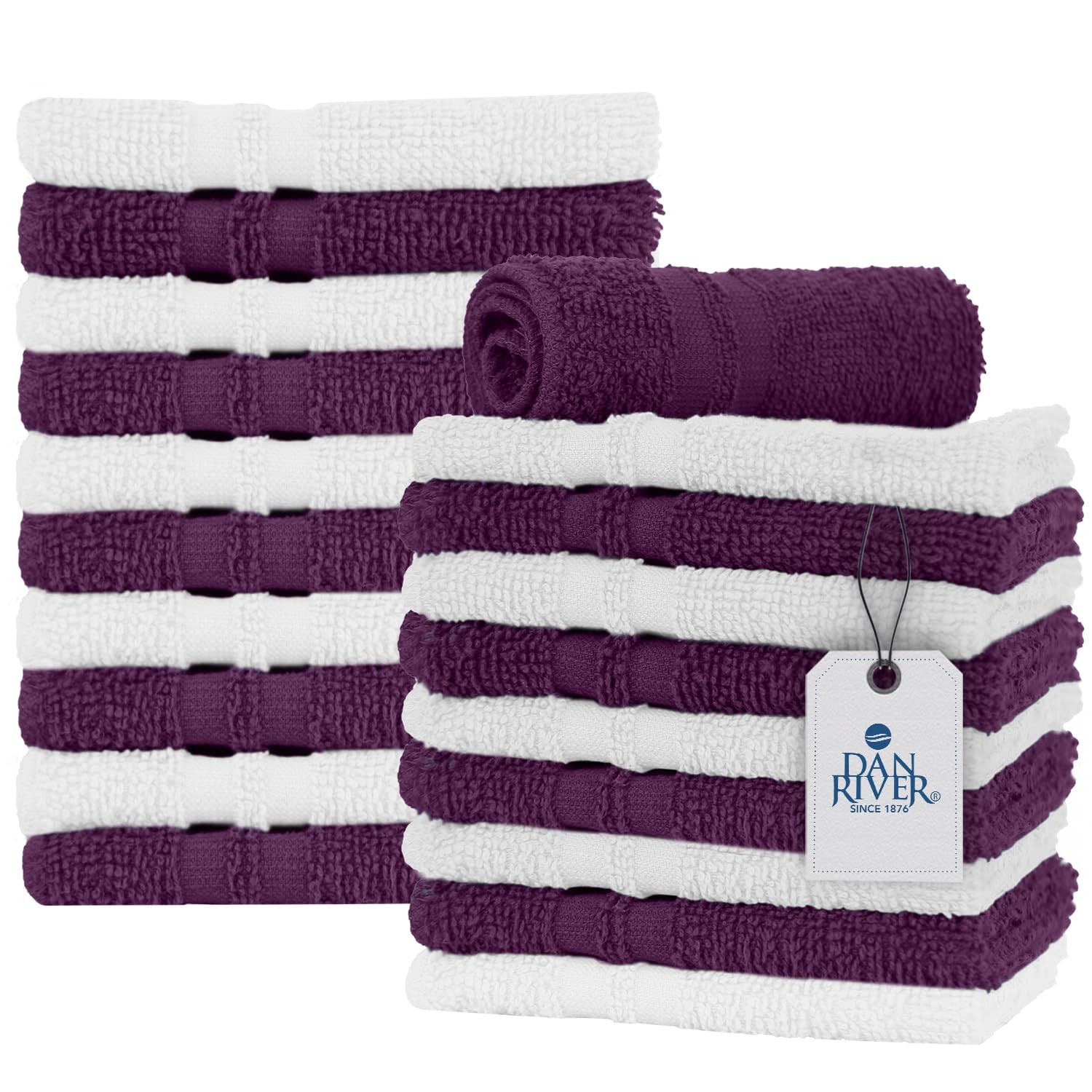 DAN RIVER 100% Cotton Washcloths 20 Pack Wash Cloth (PK 20), Purple Passion gallery