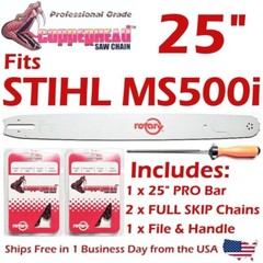 COPPERHEAD 25″ Bar, 2 SKIP Chains, File fits STIHL MS500i 3003 000 8830 33RSF-84