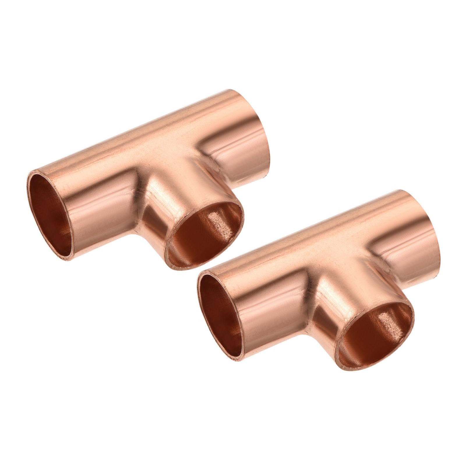 2 pack Tee Copper Fitting 3 Way Welding Joint 1/2 Inch ID gallery