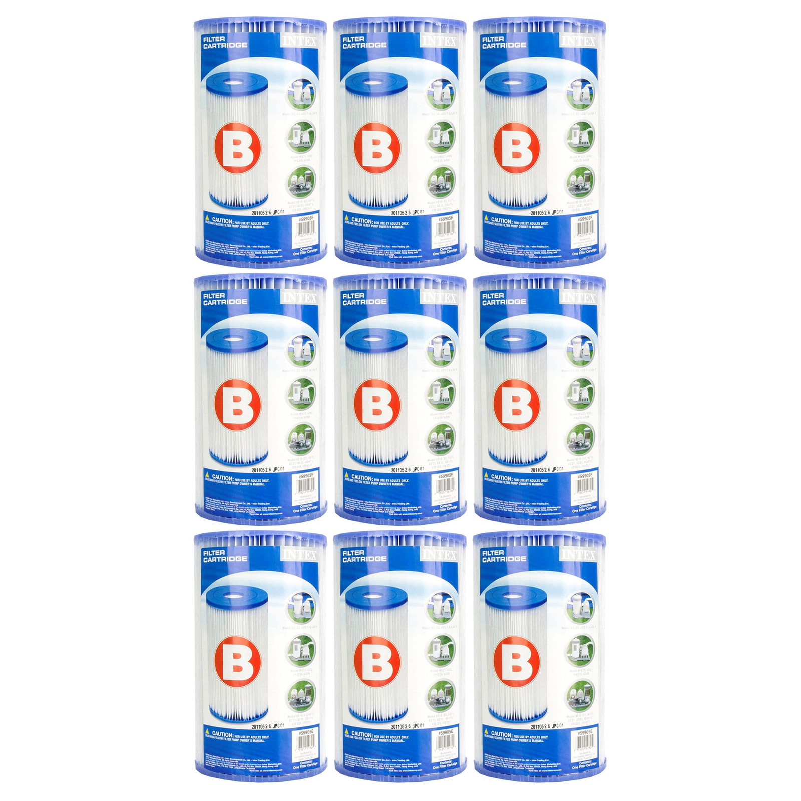Intex Easy Set Type B Replacement Filter Cartridge for Swimming Pools (9 Pack) gallery