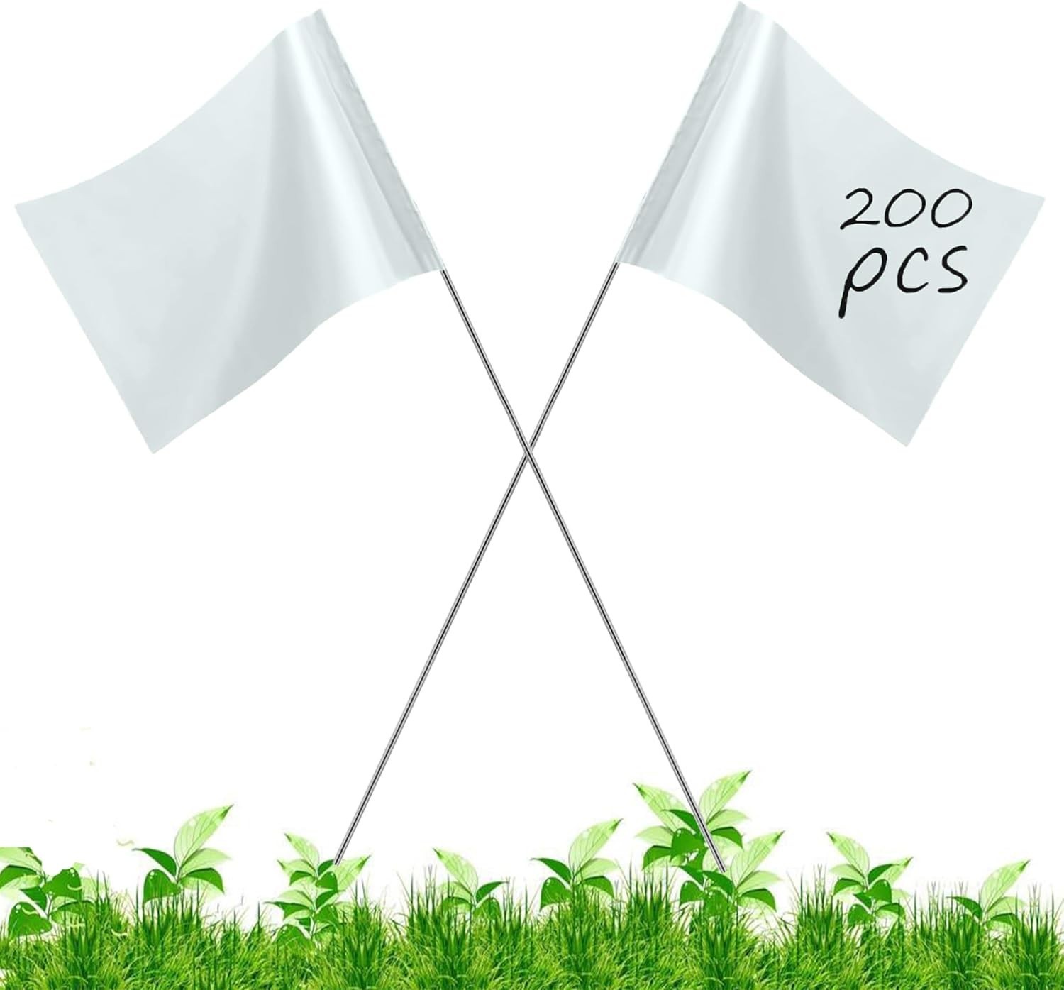 200Pack White Marking Flags, 15x4x5 Inch Marker Flags Use for Yard & Lawn, Bo... gallery