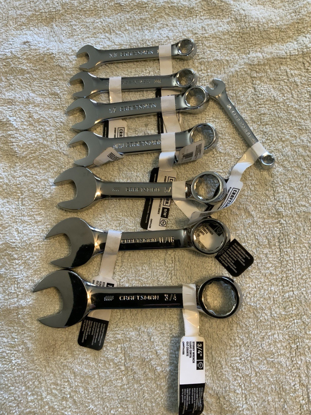 Craftsman 8pc Stubby SAE Combination Wrenches 1/4, 3/8-3/4in., CMMT Series gallery