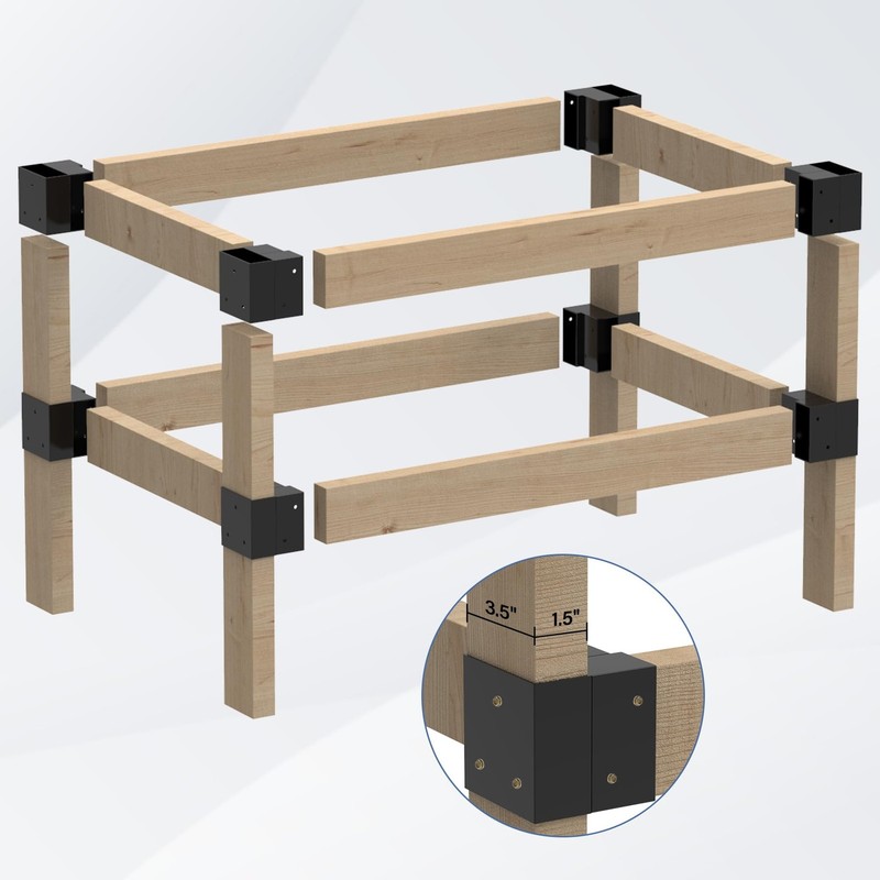 Workbench Bracket Kit 3-Way Corner Brackets for 2x4 Lumber - 350lbs Load gallery