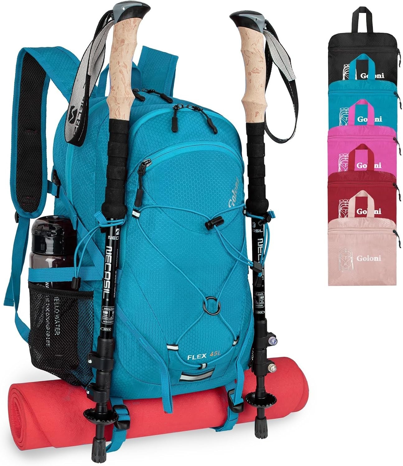Ultra-Durable 45L Waterproof Hiking Backpack with Rain Cover & Multiple Pockets 3