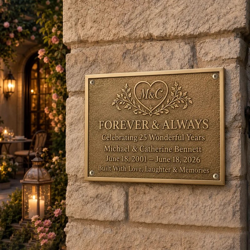 Custom Bronze Memorial Plaque, Personalized Garden Marker, Outdoor Name Plate gallery