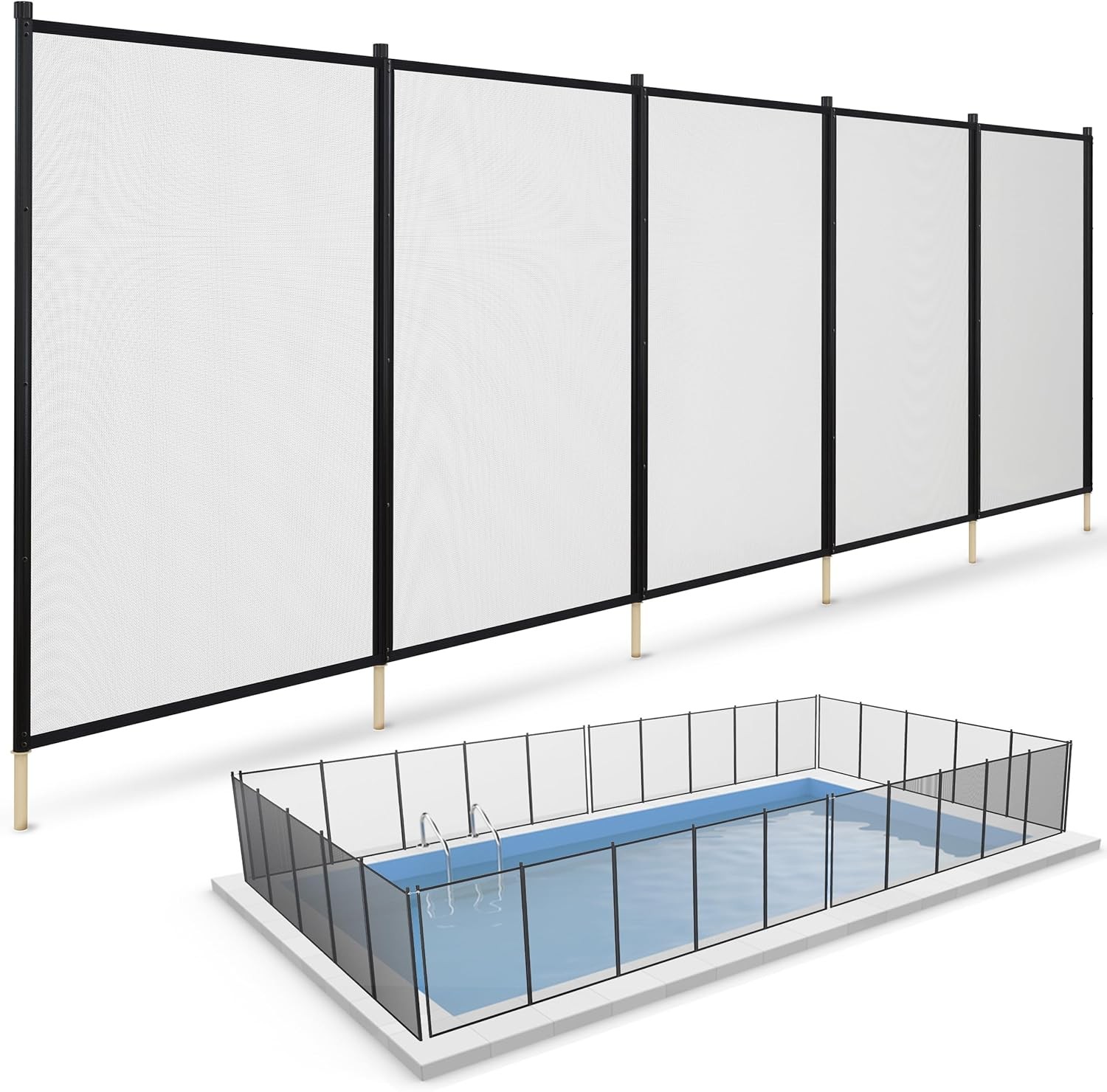 15ft Black Removable Mesh Pool Fence Safety Kit gallery