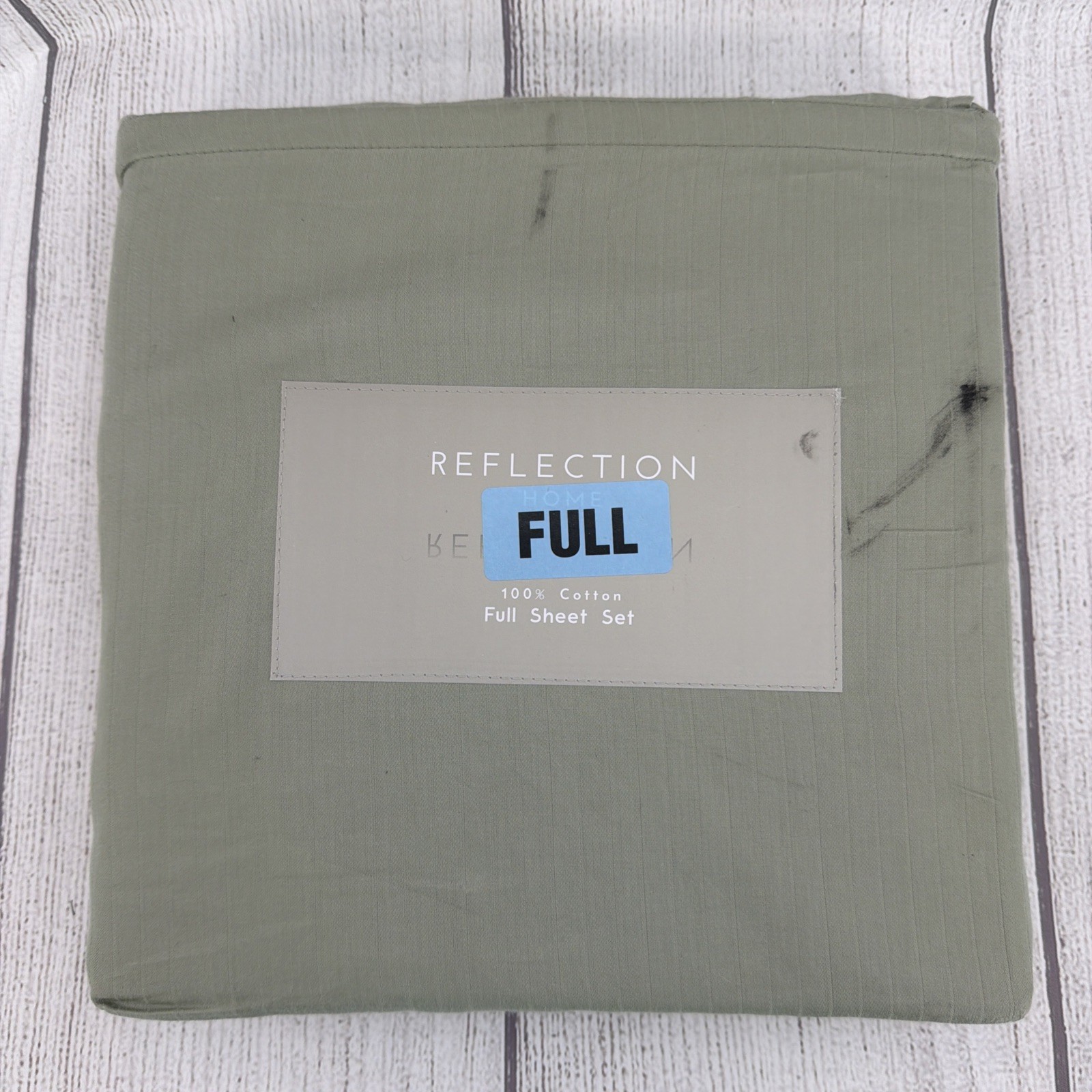 Reflection Home Sheet Set FULL Sage Green Striped 100% Cotton Farmhouse Cottage gallery