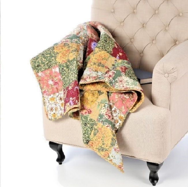 Throw Blanket Floral Paisley Patchwork Design Cotton Quilted Sofa Chair Cover gallery