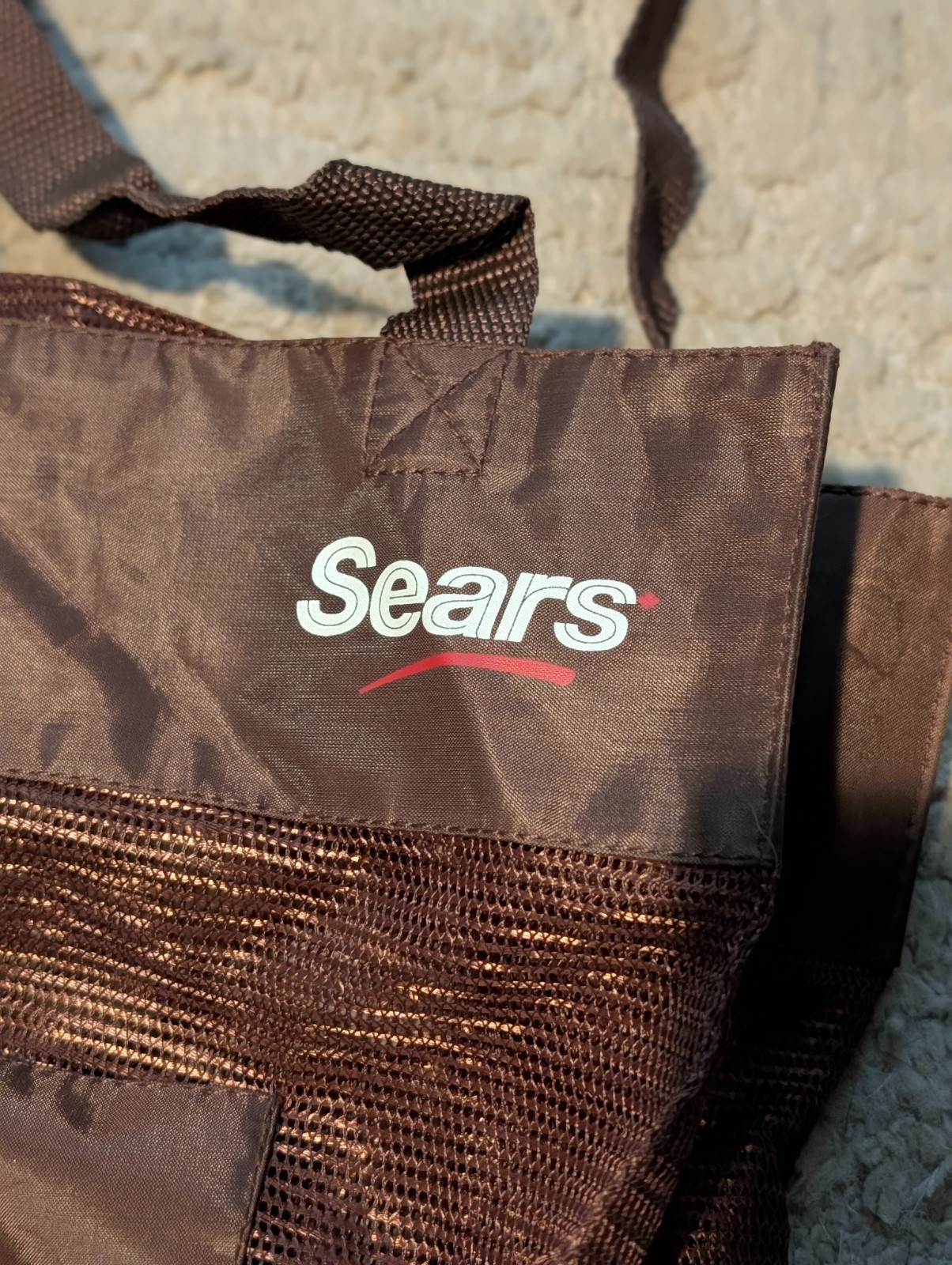 Sears In Store Reusable Bags 1 Large and 1 Small Brown and Blue Bags Heavy Duty gallery