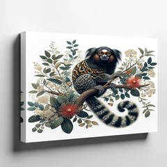 Exotic Small Monkey Wildlife Canvas Wall Art Nature Animal Branch Tropical Print