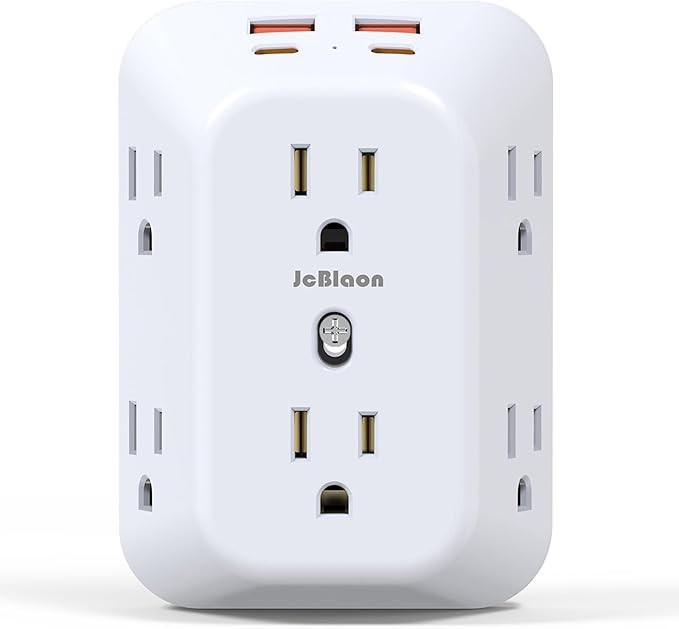 Multi Plug Wall Outlets, 6-port Outlet Extender with 4 Charging USB Ports 4 Side gallery