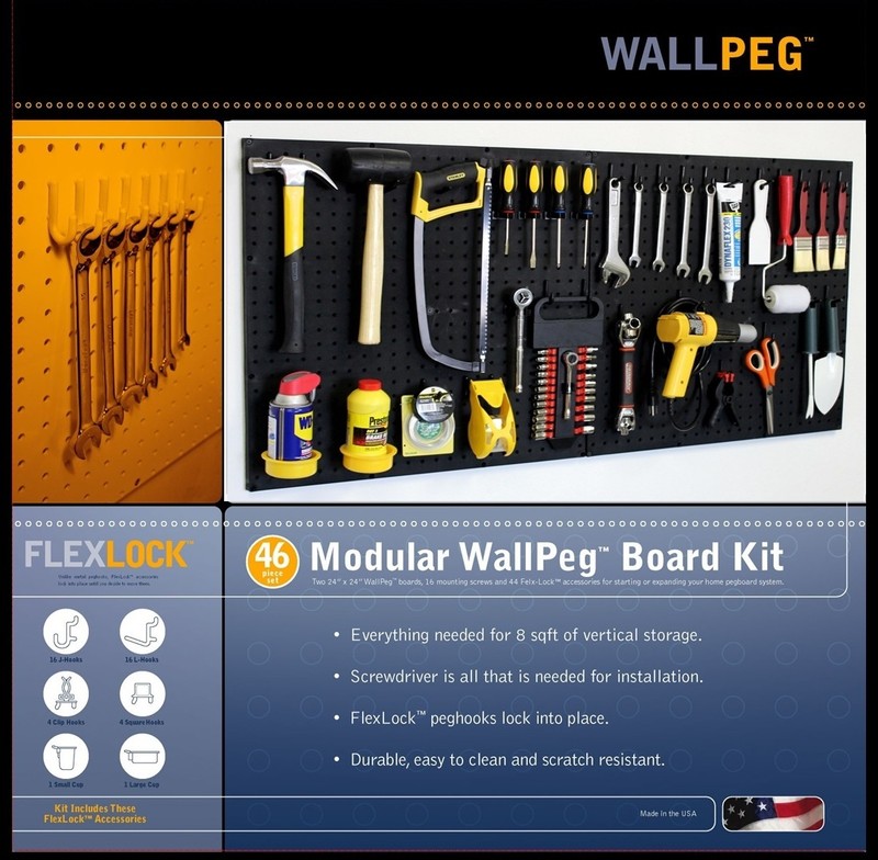 Black Pegboard Kit Wall Storage - Workbench Organizer Peg Board Shop Tools gallery