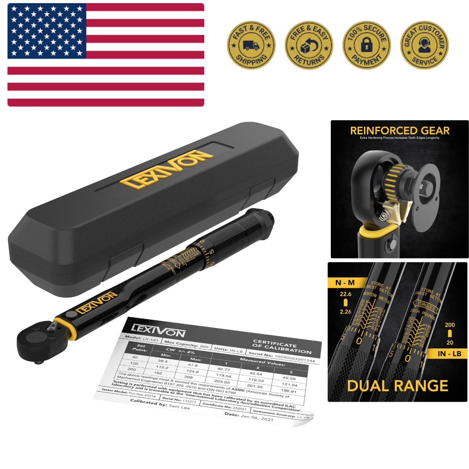 Inch Pound Torque Wrench 1/4-Inch Drive | 20~200 in-lb/2.26~22.6 Nm LX-181 gallery
