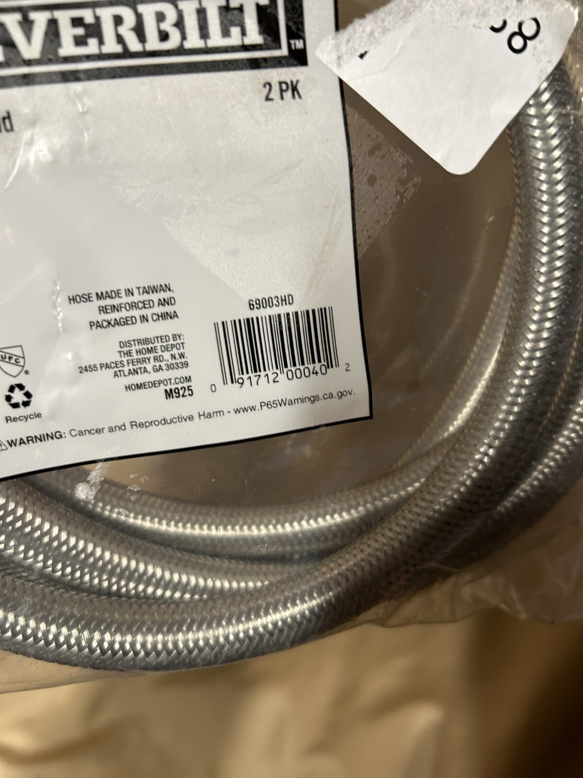 2 pack ; 48" UNIVERSAL Washing Machine Line by Everbilt 90 degree end 4 ft gallery