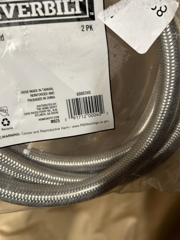 2 pack ; 48" UNIVERSAL Washing Machine Line by Everbilt 90 degree end 4 ft gallery