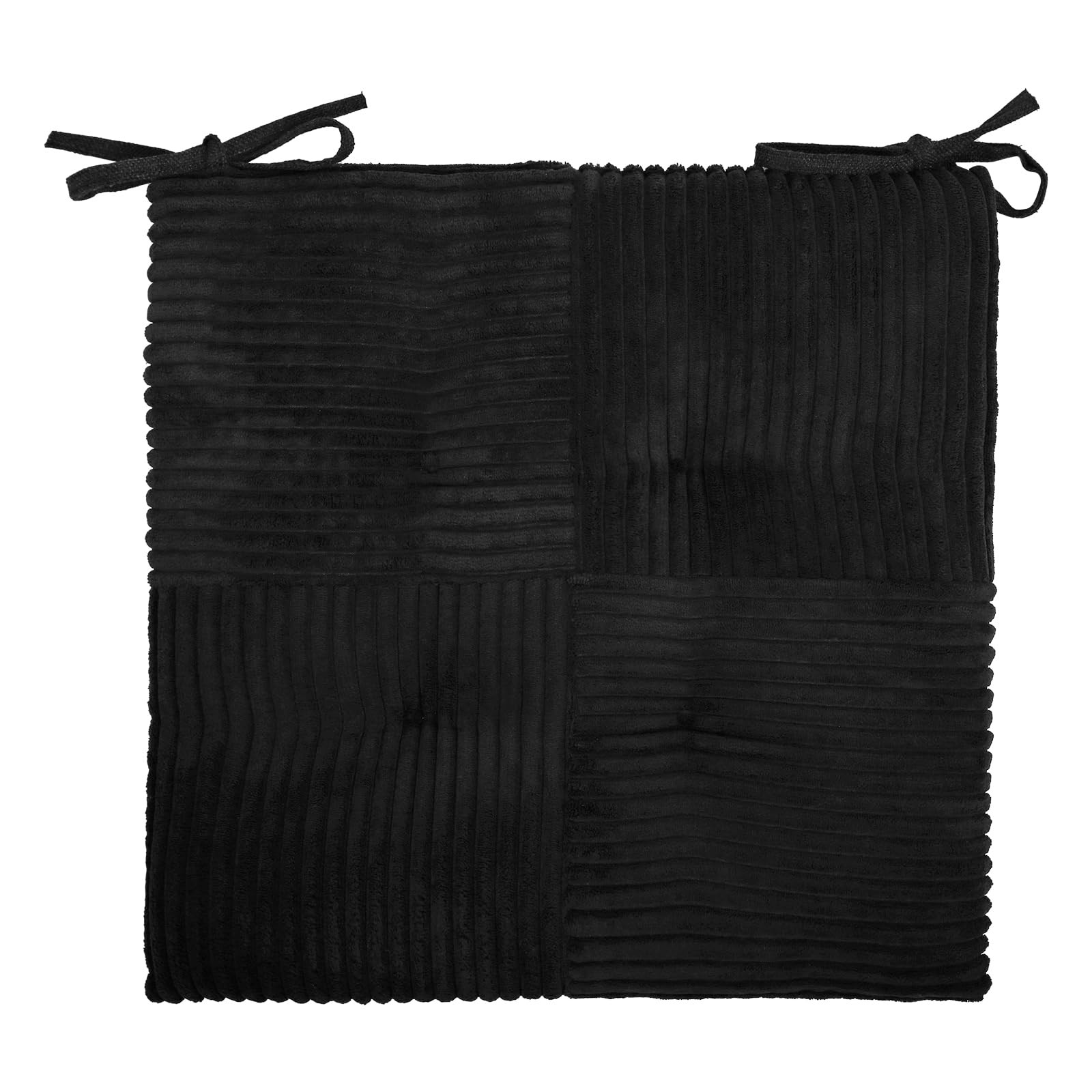 Office Stacking Chair Cushion with Ties Corduroy Foam 17x17 Inch Black 1 PCS gallery