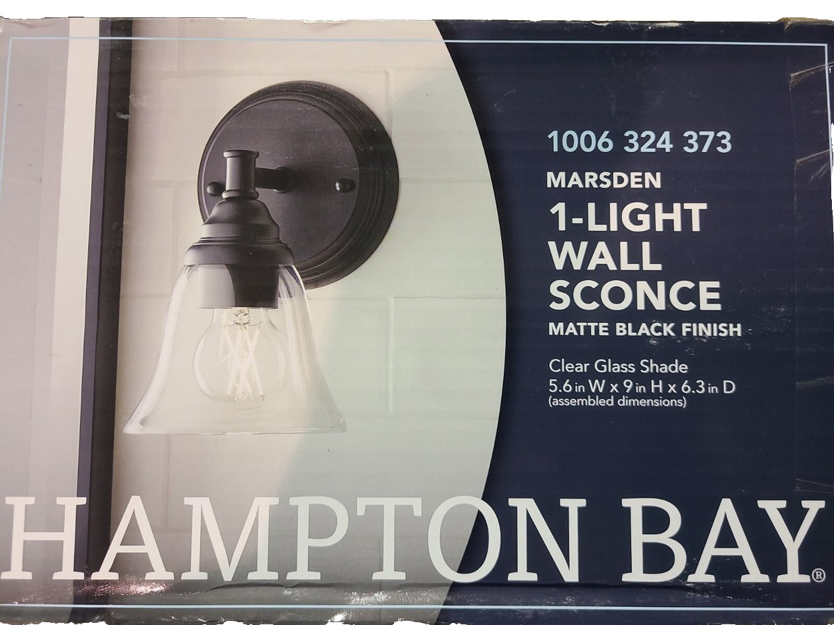 NEW Hampton Bay Marsden 5.5 in. 1-Light Matte Black Transitional Wall Sconce gallery