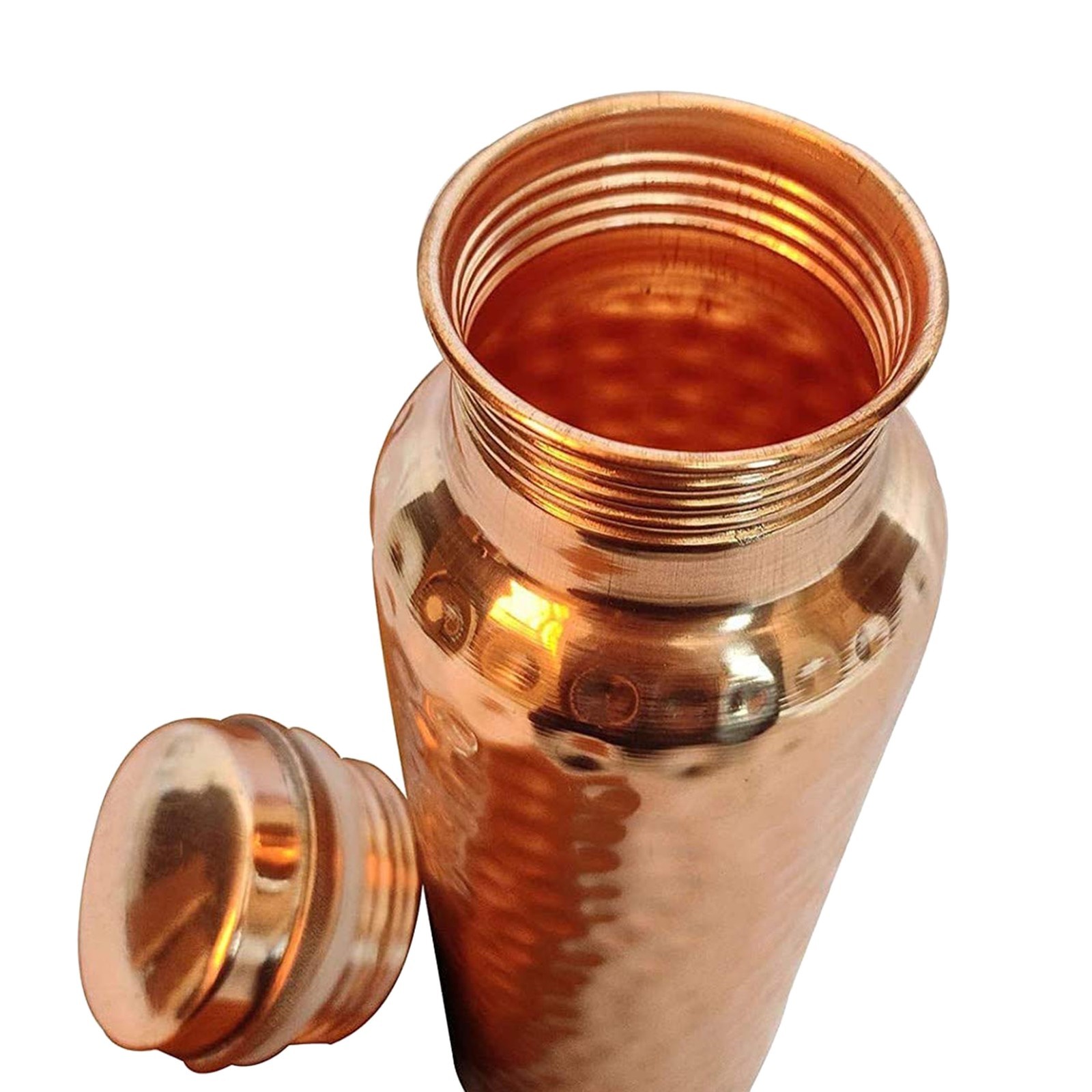 Handmade 100% Pure Copper Water Bottle Hammered Design 950 ml Pack Of 6 gallery