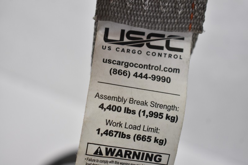 US Cargo Control USCC Ratchet Strap w Spring E Fitting 2" x 12' Gray Black USED gallery