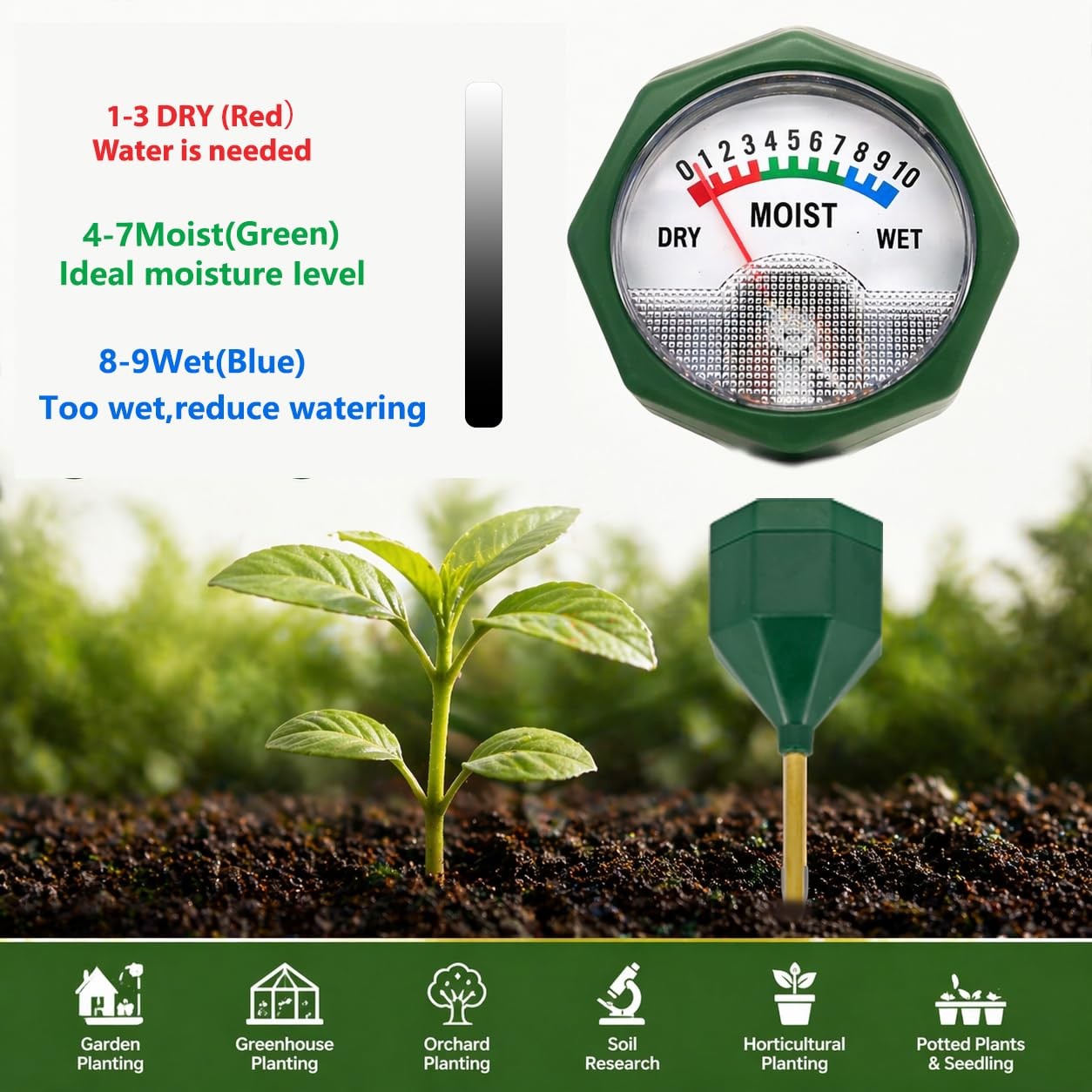 Soil Moisture Meter, 6.5-inch Probe for Most Pots – Instant Read, No Battery,... gallery
