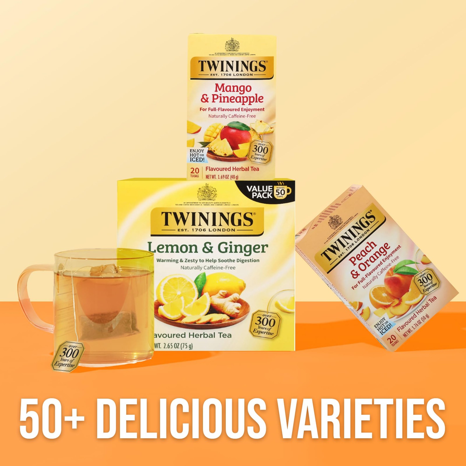 Twinings Mango & Pineapple Herbal Tea Individually Wrapped Bags 20 Count gallery
