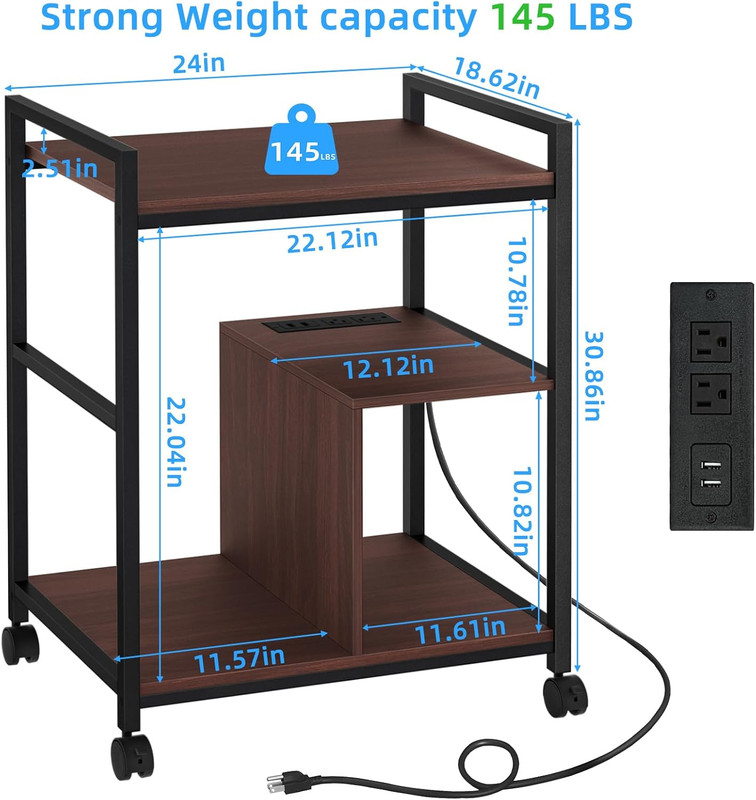 Lerliuo 24" Wide Large Printer Stand with Storage, Printer Table for Home Office gallery