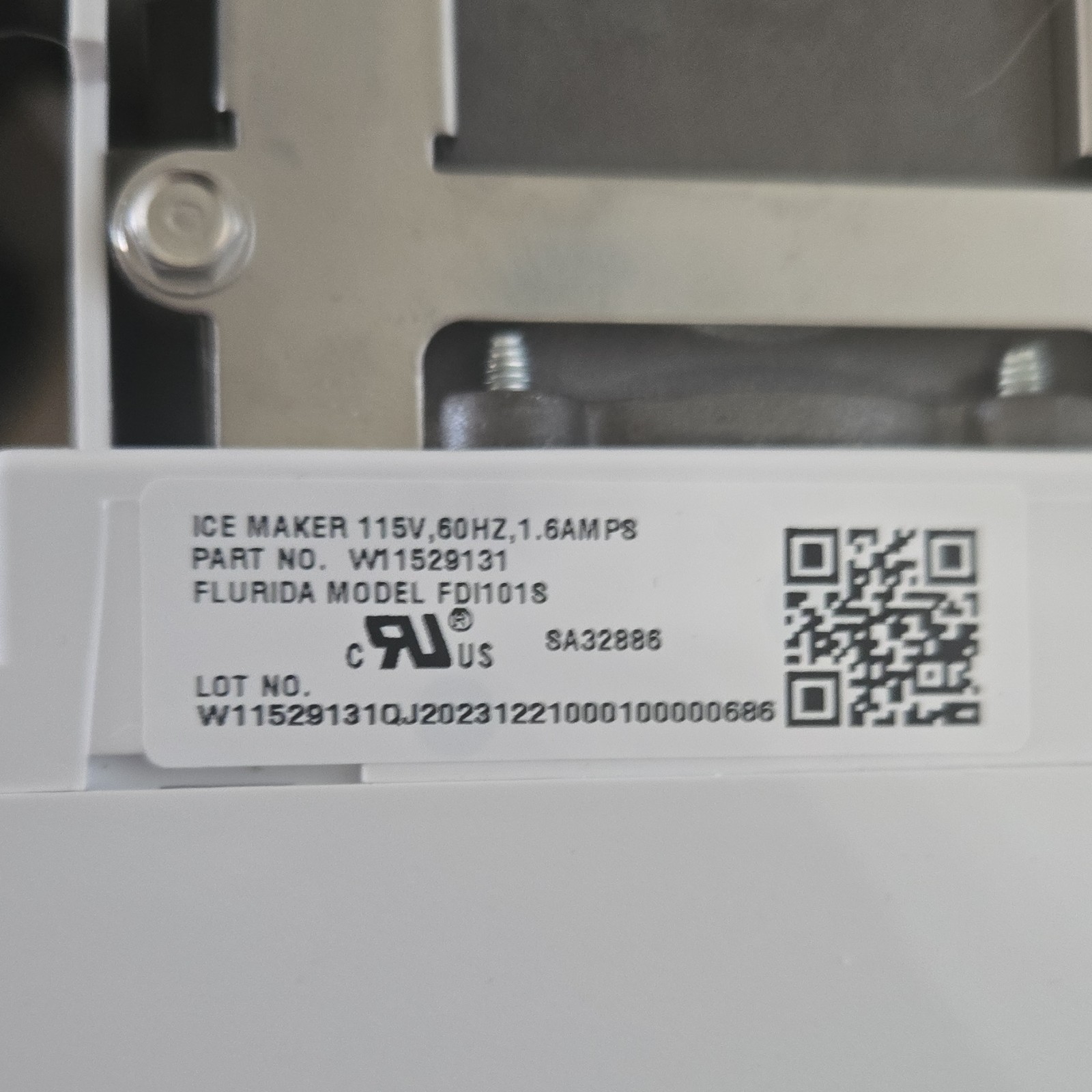 FLURIDA FDI101S Ice Maker Assembly White 115V 60Hz MPN W11529131 gallery