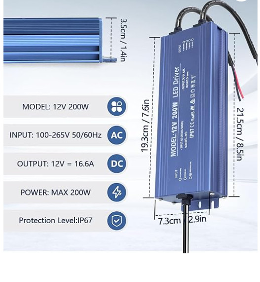 12V 200W LED Driver Waterproof IP67, Ultra Slim LED Transformer 110V AC to 12V D gallery