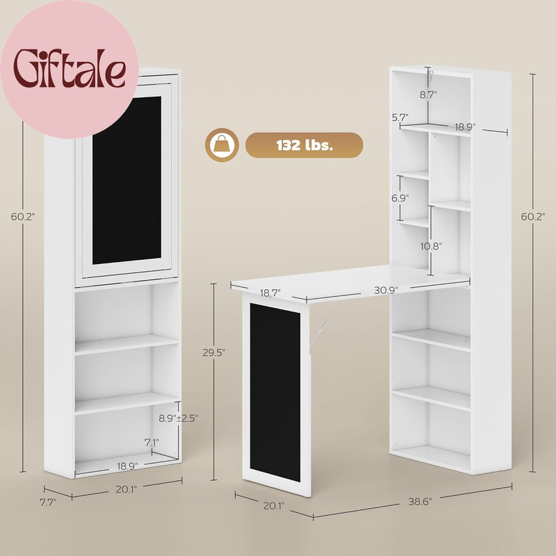 Foldable Convertible Writing Table, Wall Mounted Space-Saving Computer Desk with gallery