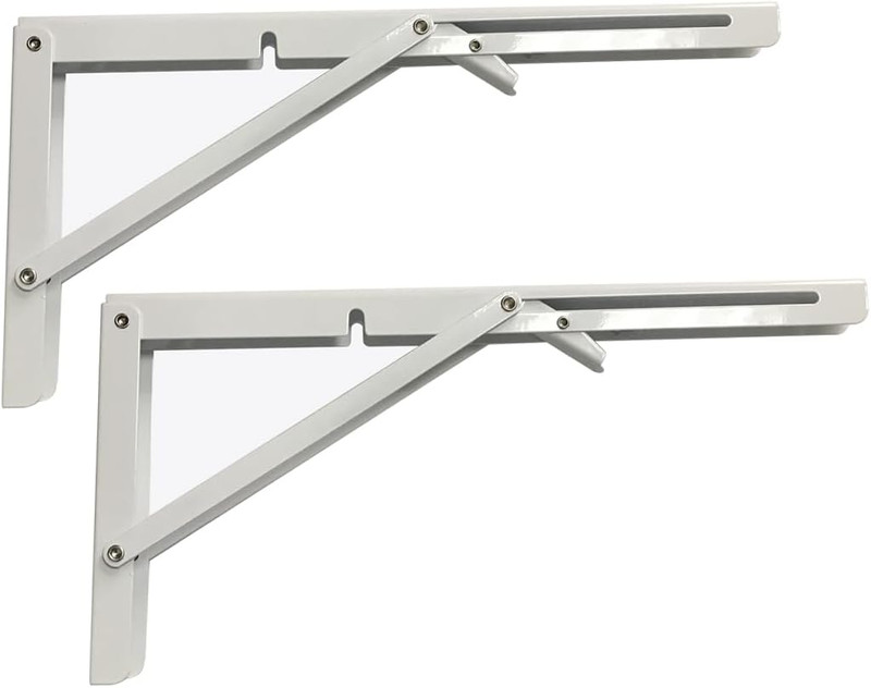White Folding Shelf Brackets Max. Load 220 Lb, Heavy Duty DIY Wall Mounted Shelf gallery