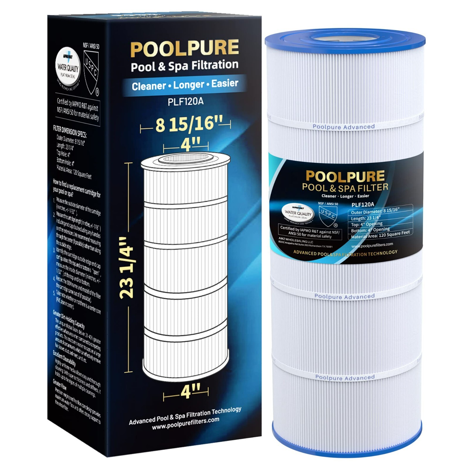 POOLPURE PLF120A Pool Filter Replaces Hayward C1200, CX1200RE, Pleatco PA120 gallery