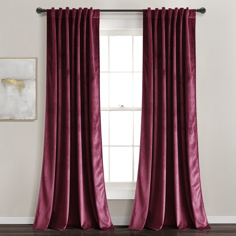 Prima Velvet Solid Back Tab Rod Pocket Light Filtering Window Curtain Panel Set gallery