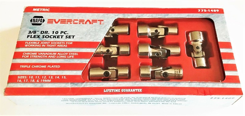 10pc NAPA EVERCRAFT PROFESSIONAL FLEXIBLE UNIVERSAL FLEX SOCKET SET MM 775-1489 gallery