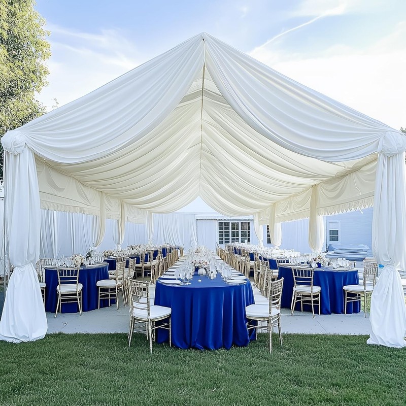50Ft White Ceiling Drapes - 10 Panels for Weddings, Parties & Events gallery