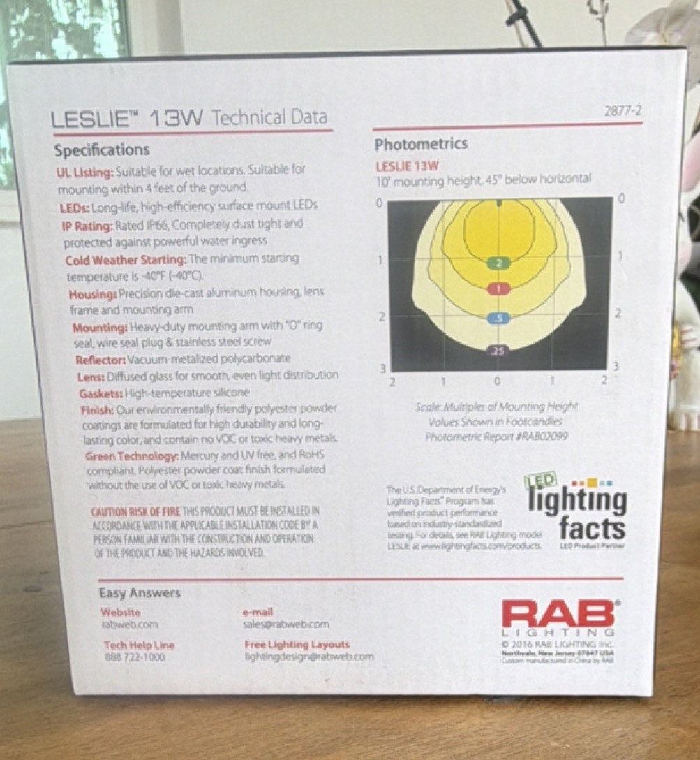 RAB Lighting LES13W 13W LED Flood Light White 5000K Outdoor Adjustable Knuckle gallery