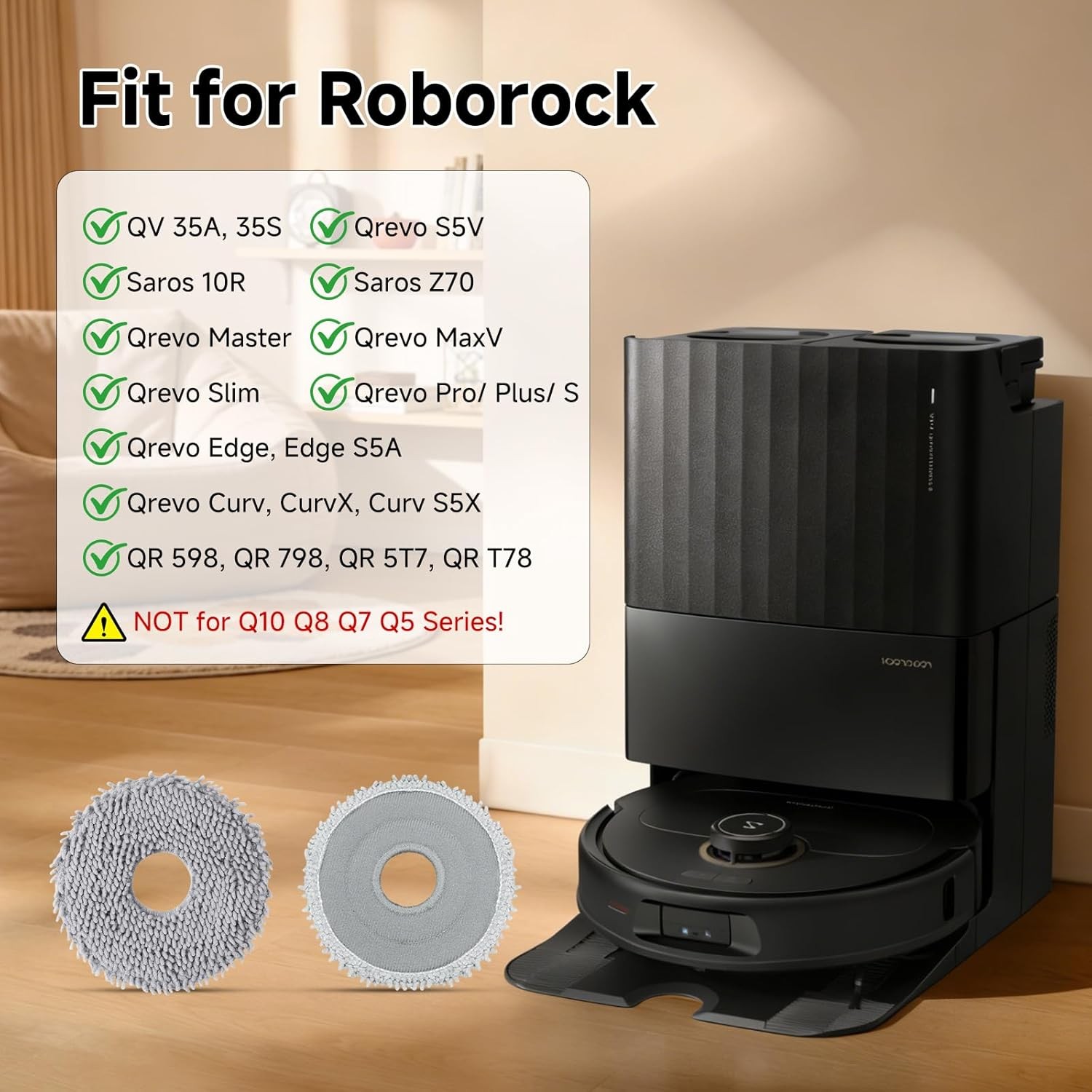 4 Pack Mop Pads for Roborock Saros 10R QV 35A Qrevo S Qrevo Master Qrevo Curv gallery