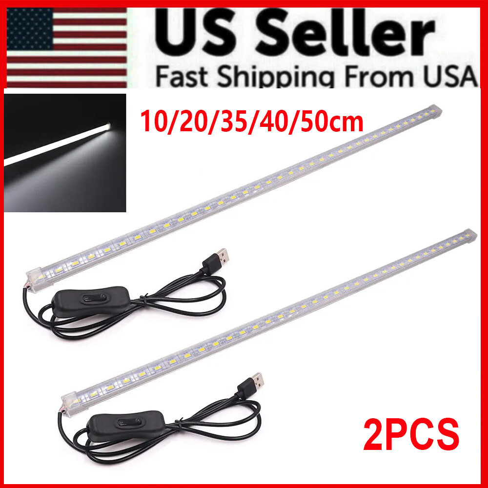 2Pcs Muti sizes USB LED Hard Strip Bar Light Tube Under Cabinet Lamp With Switch gallery