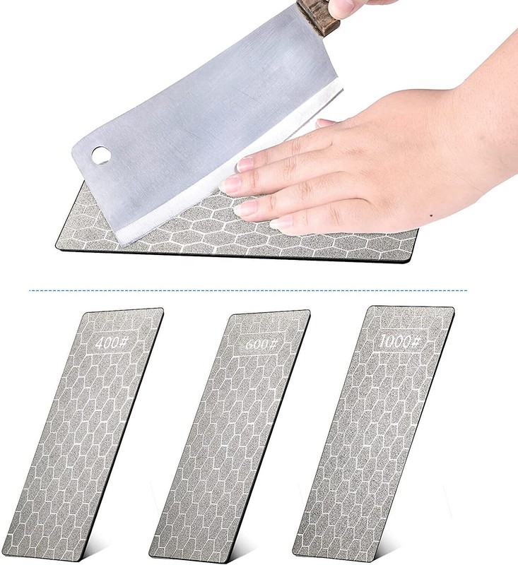 3PCS Diamond Knife Sharpener Plate Honing Bench Stone 400/600/1000 Grit Kit Set gallery