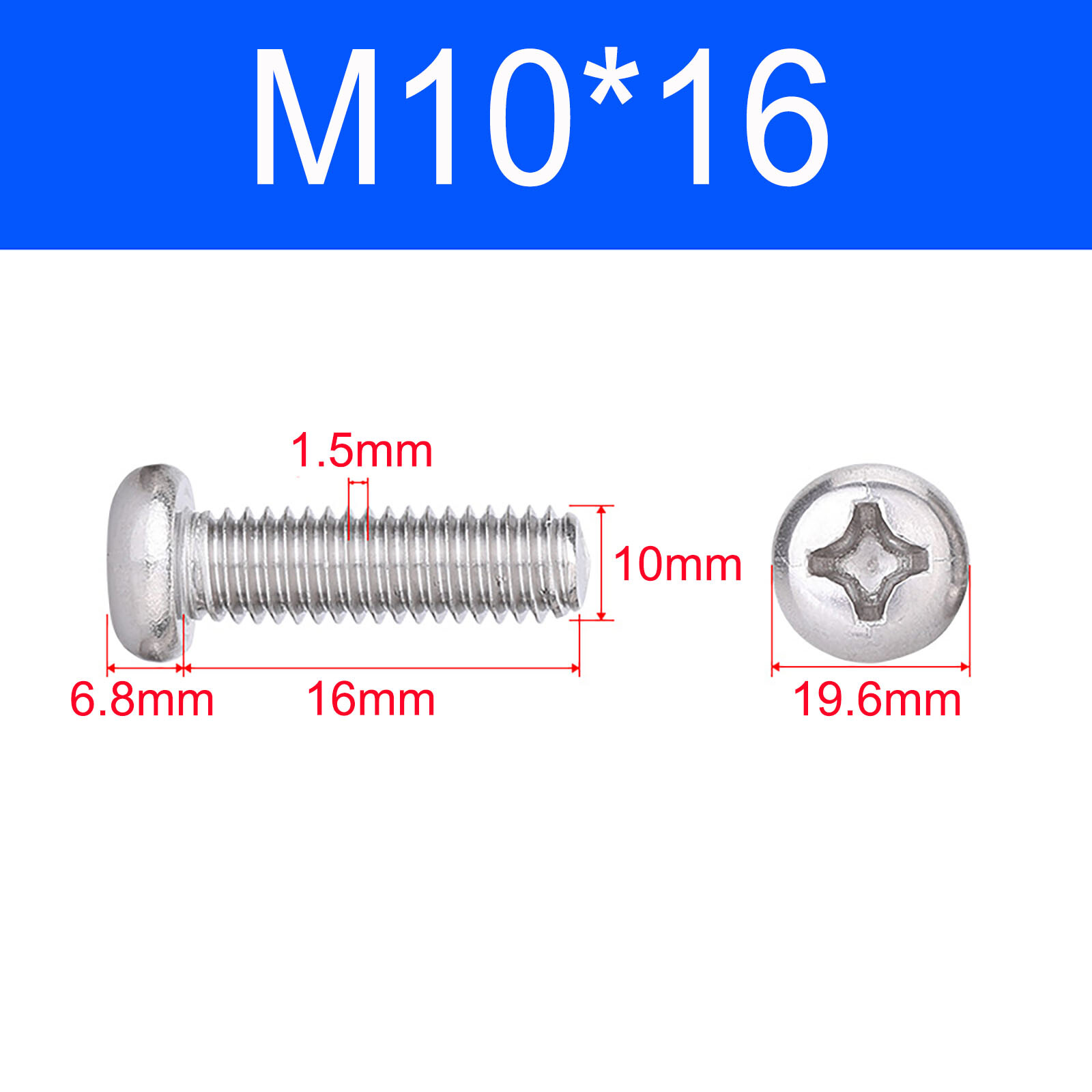 M10 A2 Stainless Pozi Pan Head Machine Screws Posi Pozidrive Screw Din 7985 gallery